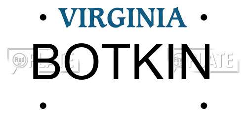 BOTKIN Virginia License Plate