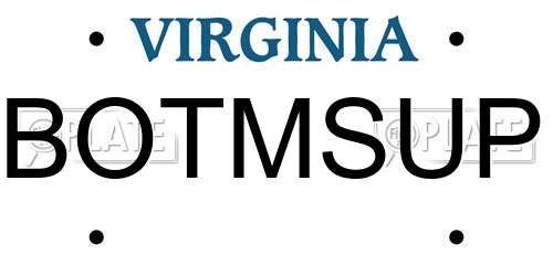 BOTMSUP Virginia License Plate