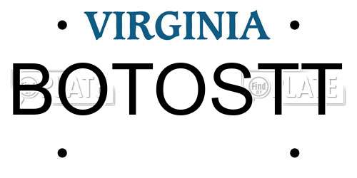 BOTOSTT Virginia License Plate