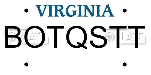 BOTQSTT Virginia License Plate