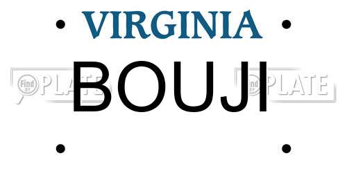 BOUJI Virginia License Plate