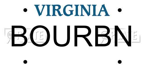 BOURBN Virginia License Plate