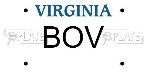 BOV Virginia License Plate