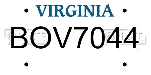 BOV7044 Virginia License Plate
