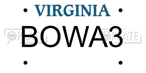 BOWA3 Virginia License Plate