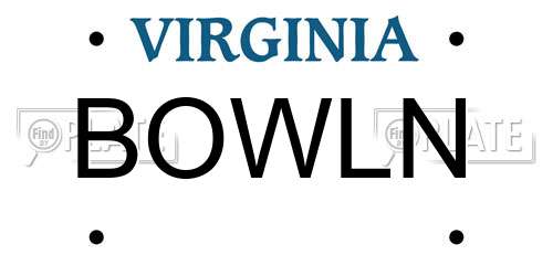 BOWLN Virginia License Plate