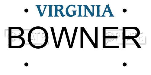 BOWNER Virginia License Plate