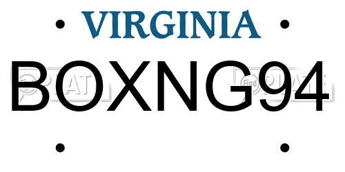 BOXNG94 Virginia License Plate