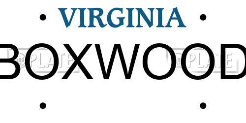 BOXWOOD Virginia License Plate