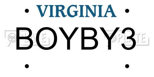 BOYBY3 Virginia License Plate