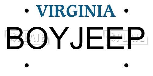BOYJEEP Virginia License Plate