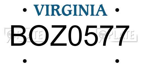 BOZ0577 Virginia License Plate