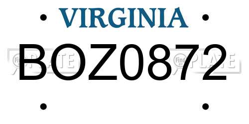 BOZ0872 Virginia License Plate