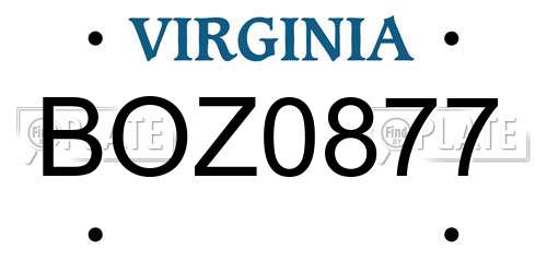 BOZ0877 Virginia License Plate