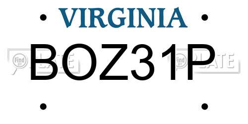 BOZ31P Virginia License Plate