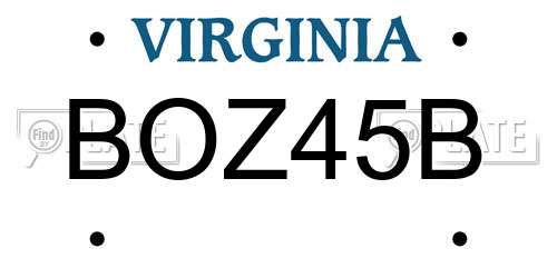 BOZ45B Virginia License Plate