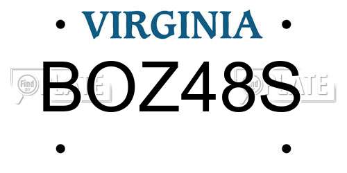 BOZ48S Virginia License Plate