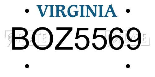 BOZ5569 Virginia License Plate