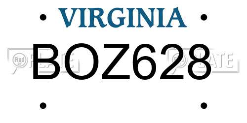 BOZ628 Virginia License Plate