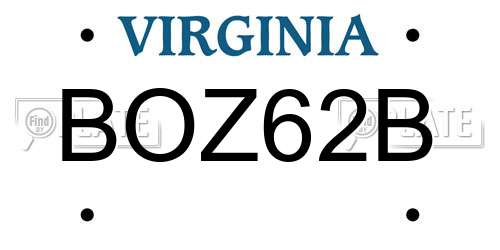 BOZ62B Virginia License Plate