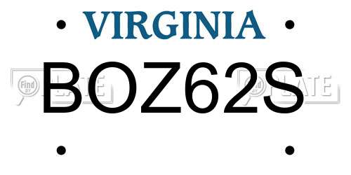 BOZ62S Virginia License Plate