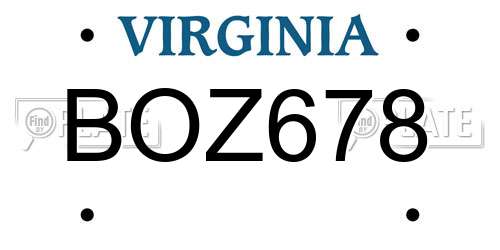 BOZ678 Virginia License Plate