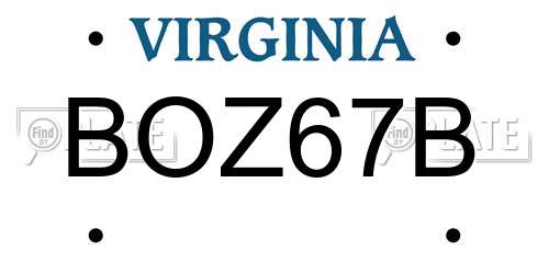 BOZ67B Virginia License Plate