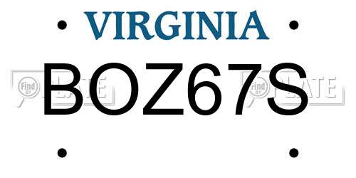 BOZ67S Virginia License Plate