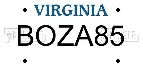 BOZA85 Virginia License Plate