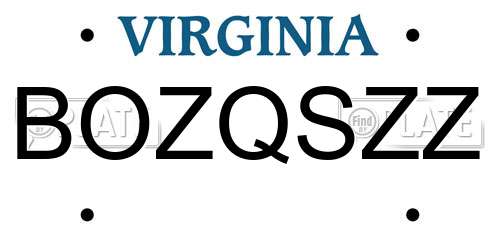 BOZQSZZ Virginia License Plate