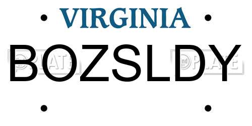 BOZSLDY Virginia License Plate