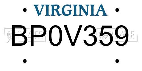 BP0V359 Virginia License Plate