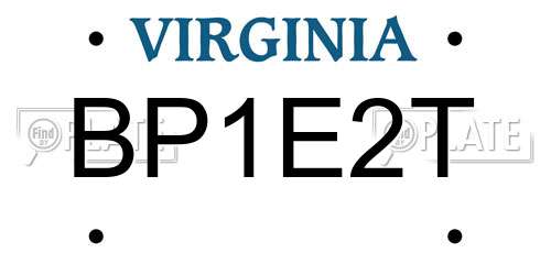 BP1E2T Virginia License Plate