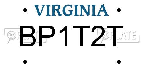 BP1T2T Virginia License Plate