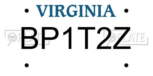 BP1T2Z Virginia License Plate