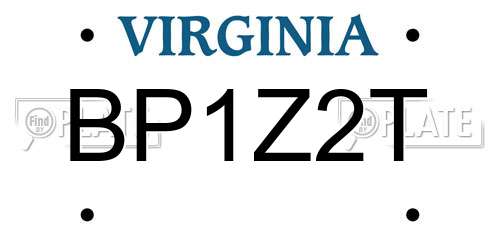 BP1Z2T Virginia License Plate