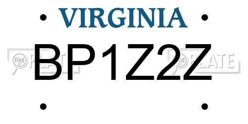 BP1Z2Z Virginia License Plate