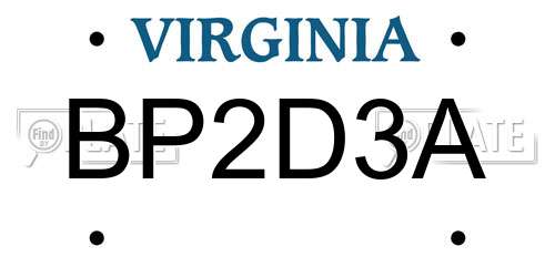 BP2D3A Virginia License Plate