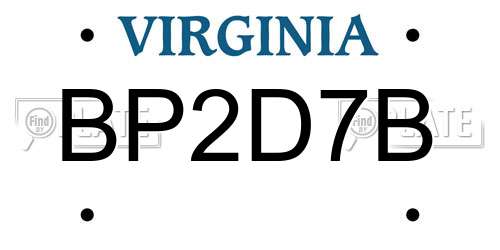 BP2D7B Virginia License Plate