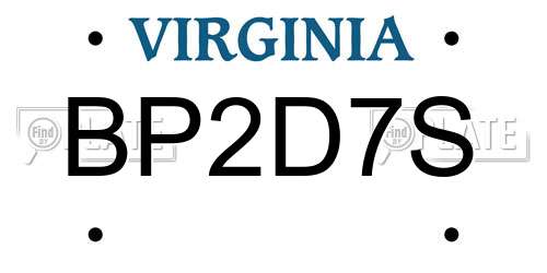 BP2D7S Virginia License Plate