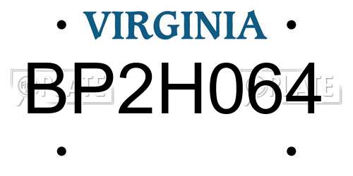 BP2H064 Virginia License Plate