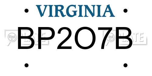 BP2O7B Virginia License Plate