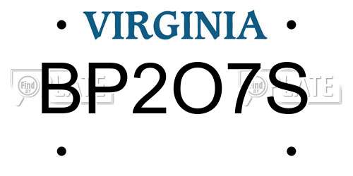 BP2O7S Virginia License Plate