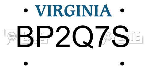 BP2Q7S Virginia License Plate