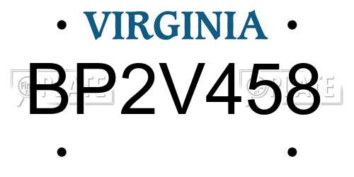 BP2V458 Virginia License Plate