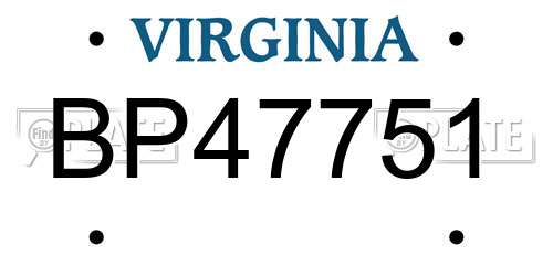 BP47751 Virginia License Plate