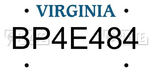 BP4E484 Virginia License Plate