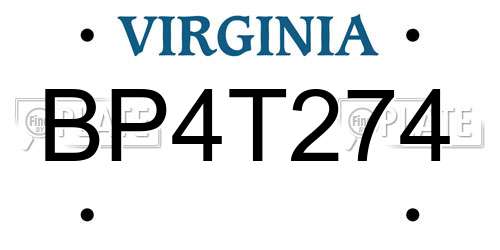 BP4T274 Virginia License Plate