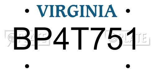BP4T751 Virginia License Plate