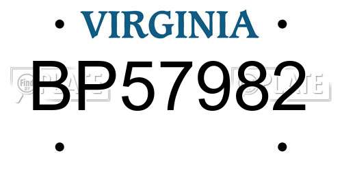 BP57982 Virginia License Plate